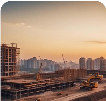 Construction site at sunrise
